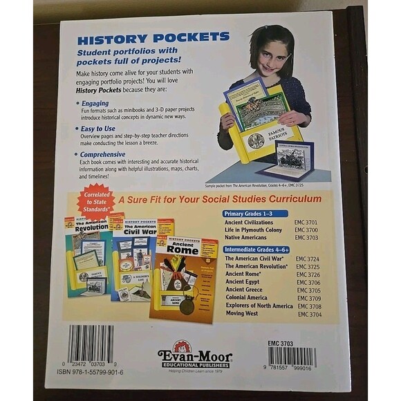 History Pockets Native Americans Grades 1-3 Evan Moor 2003 Paperback Homeschool - Picture 2 of 5